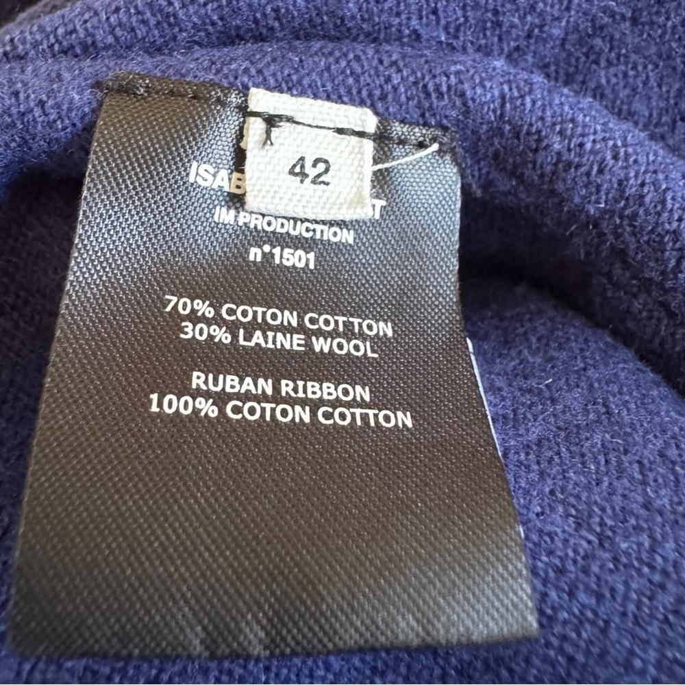 Isabel Murant Etoile ✘ Wool Blend Button Ribbed Plunge Cardigan, Blue, M - Picture 10 of 13